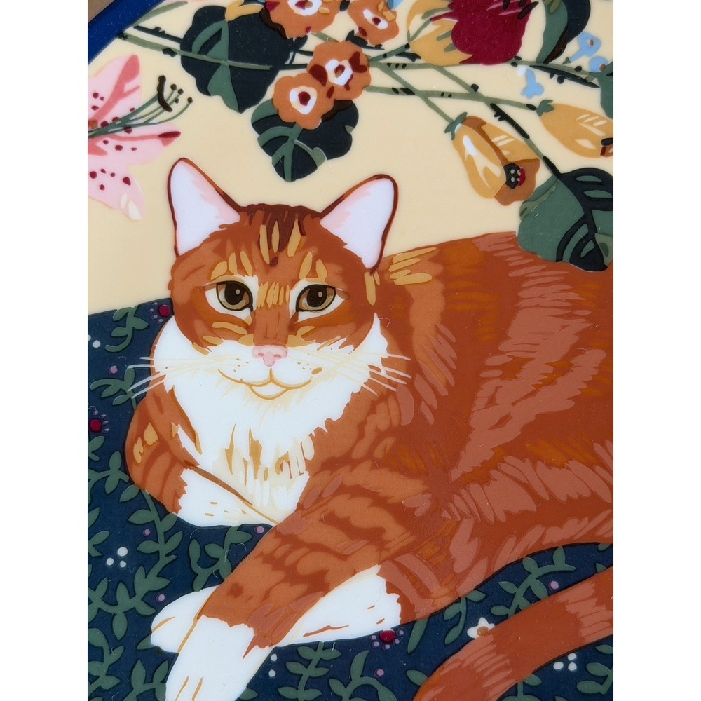 Orange Tabby Cat 8" decorative Ceramic Plate special gifts crowning touch Japan - Picture 3 of 5